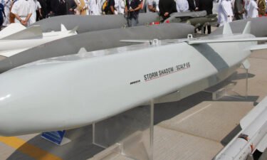 The United Kingdom has supplied Ukraine with multiple Storm Shadow cruise missiles - pictured here at a Dubai Air Show in 2005.
