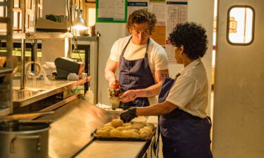 Jeremy Allen White (left) and Liza Colón-Zayas in "The Bear."  The show features an elite chef called back to Chicago to run his family's hole-in-the-wall sandwich shop.