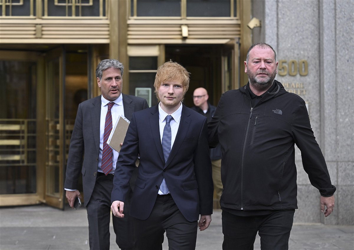 <i>Fatih Aktas/Anadolu Agency/Getty Images</i><br/>Musician Ed Sheeran leaves US Federal Court in New York City on April 25. The jury in the Sheeran copyright infringement case briefly deliberated on May 3 before ending for the day.