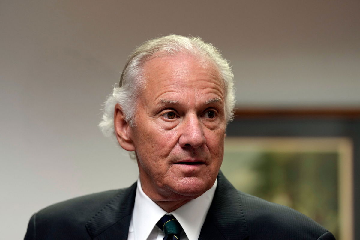 <i>Meg Kinnard/AP</i><br/>Gov. Henry McMaster talks with reporters in July 2022