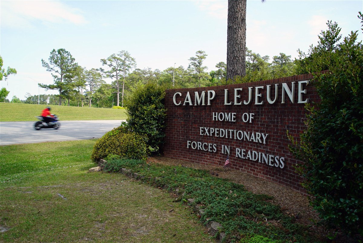 <i>Allen G. Breed/AP/FILE</i><br/>The main gate to Camp Lejeune Marine Base outside Jacksonville
