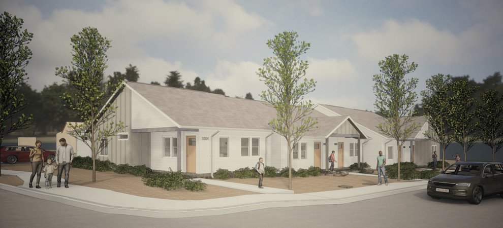 Exterior rendering of NW Cedar Habitat for Humanity homes