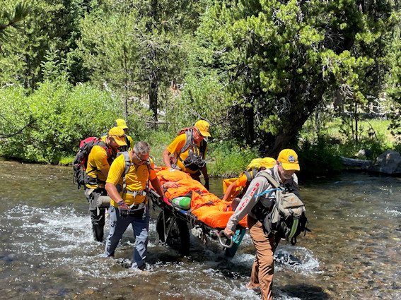 Deschutes County Sheriff's Search and Rescue assist an injured hiker at Green Lakes