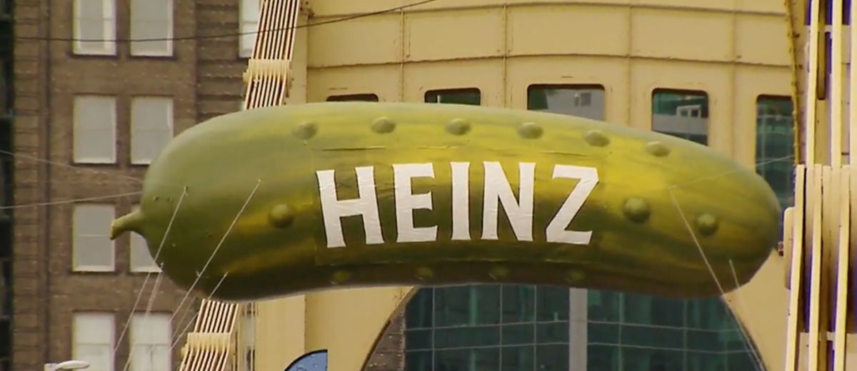 <i>KDKA</i><br/>Picklesburgh expanding its footprint means there's more room for not just one iconic pickle balloon but two. Picklesburgh is breaking out the three-story-tall inflatable Heinz pickle ornament to go along with the Cultural District's Xmas in July celebration.