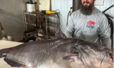 Micka Burkhart caught a monster catfish in the river in Stewart County