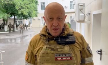 Founder of Wagner private mercenary group Yevgeny Prigozhin speaks inside the headquarters of the Russian southern army military command center