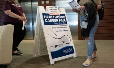 A sign for a healthcare career fair at Cape Fear Community College in Wilmington