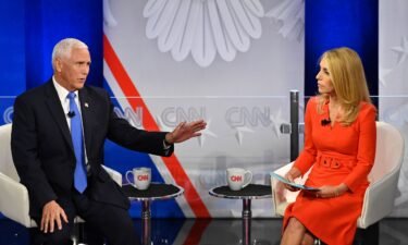 Former Vice President Mike Pence participates in a CNN Republican Presidential Town Hall moderated by CNN's Dana Bash at Grand View University in Des Moines