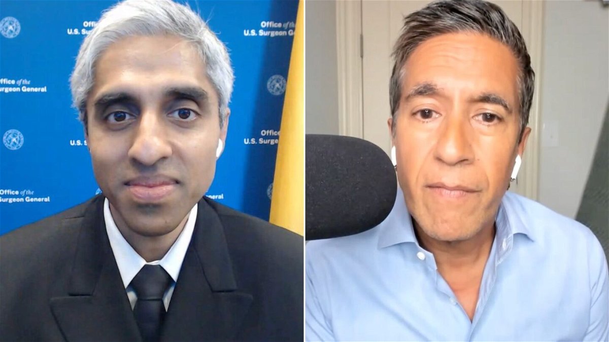 <i>CNN</i><br/>Dr. Vivek Murthy (left) and Dr. Sanjay Gupta are seen here in a split image.
