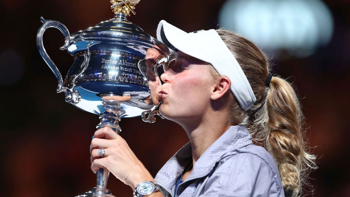 <i>Clive Brunskill/Getty Images/FILE</i><br/>The Danish star celebrates winning the Australian Open in 2018.