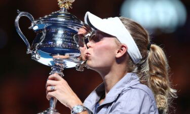The Danish star celebrates winning the Australian Open in 2018.