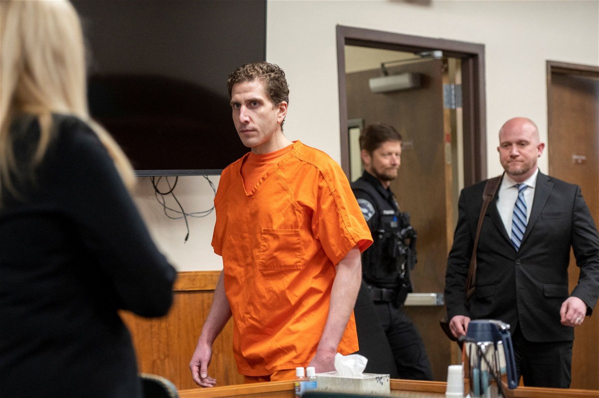<i>Zach Wilkinson/Pool/Reuters</i><br/>Bryan Kohberger enters the courtroom for his arraignment hearing in Latah County District Court in Moscow