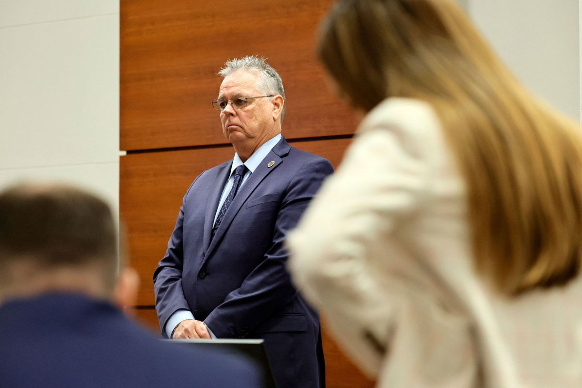 <i>Amy Beth Bennett/South Florida Sun-Sentinel/Pool/AP</i><br/>Scot Peterson stands behind the defense table last week during his trial.