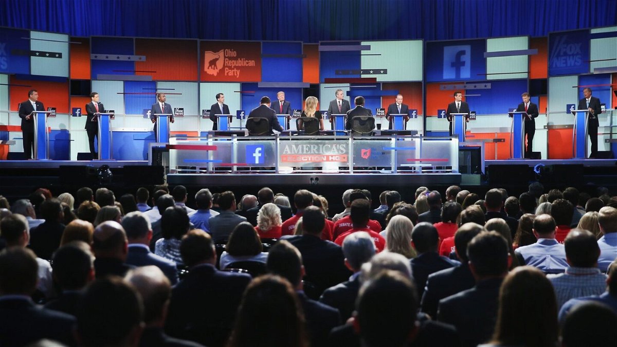 <i>Scott Olson/Getty Images</i><br/>Guests watch candidates speak during the first Republican presidential debate of the 2016 campaign cycle in Cleveland on August 6