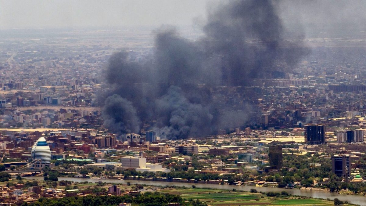 <i>AFP/Getty Images</i><br/>Smoke billows during fighting in the Sudanese capital Khartoum