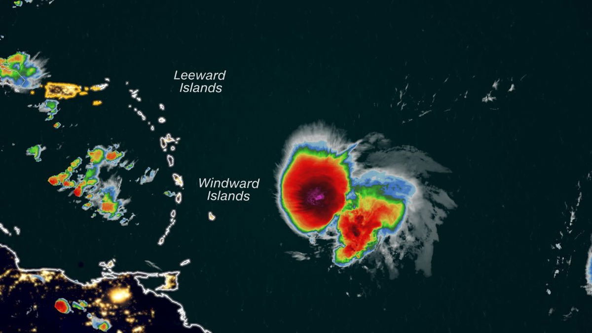 <i>CNN Weather</i><br/>A satellite image shows Bret approaching the eastern Caribbean early Thursday.