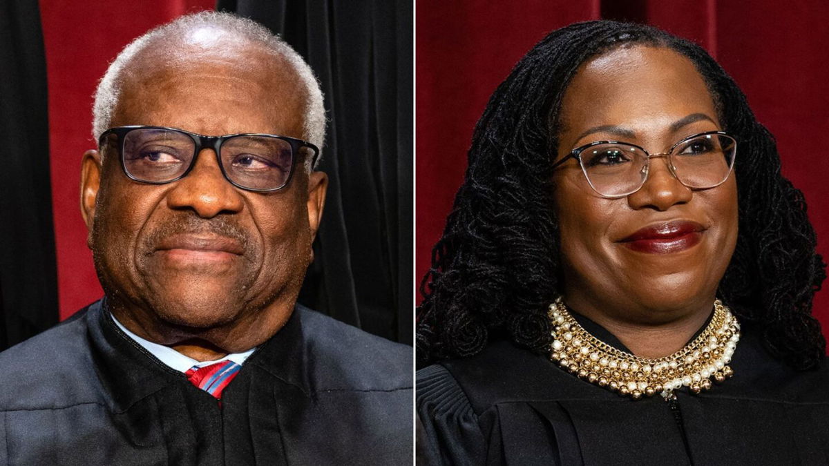 <i>Eric Lee/Bloomberg/Getty Images</i><br/>The Supreme Court’s landmark ruling Thursday on affirmative action pitted Justices Clarence Thomas and Ketanji Brown Jackson against each other.