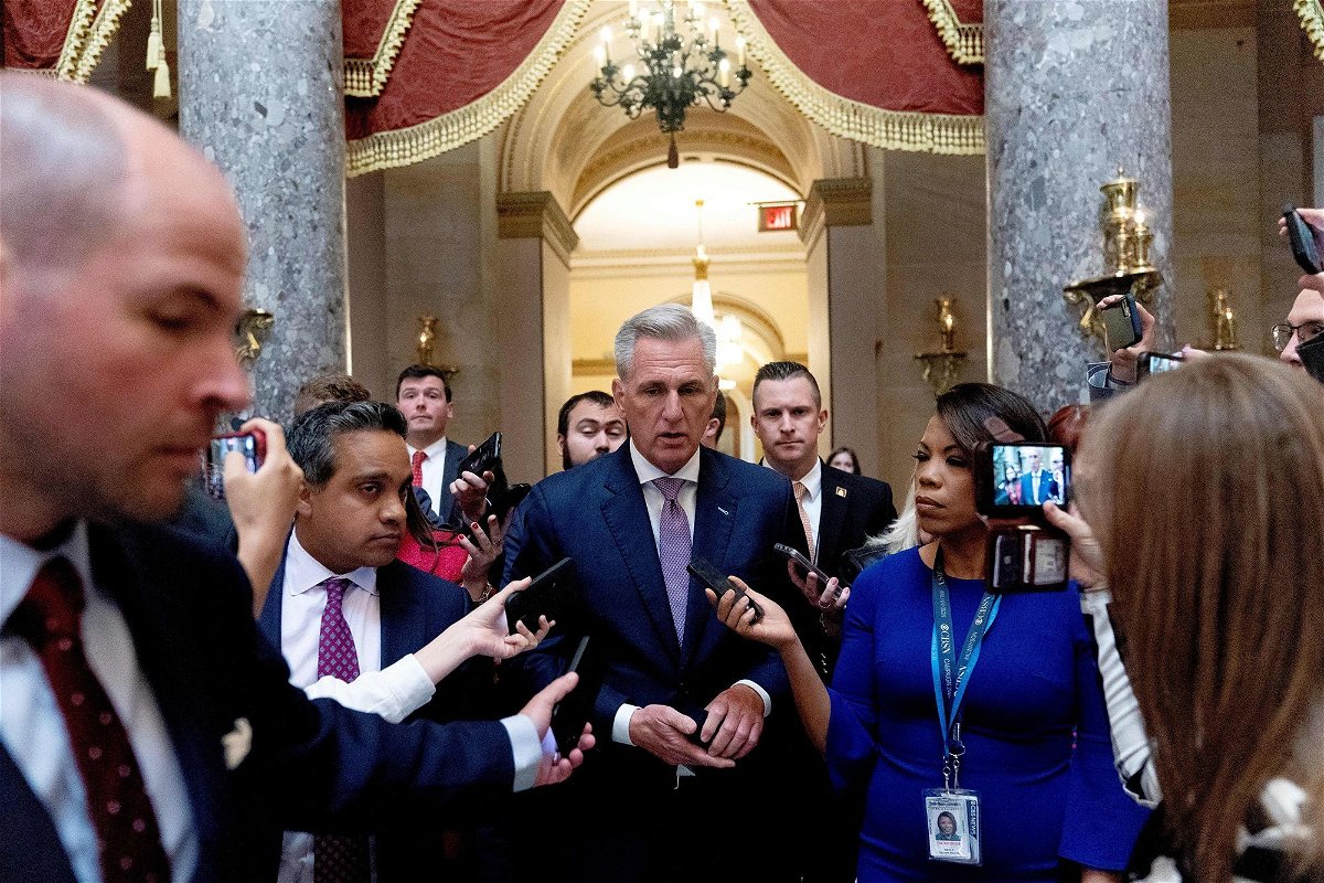 <i>Stefani Reynolds/AFP/Getty Images</i><br/>Speaker Kevin McCarthy urged House Republicans to vote against the resolution brought forward by GOP Rep. Lauren Boebert of Colorado forcing a vote to impeach President Joe Biden this week.