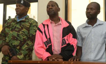 Self-proclaimed pastor Paul Nthenge Mackenzie (center) is pictured here in court on May 2.
