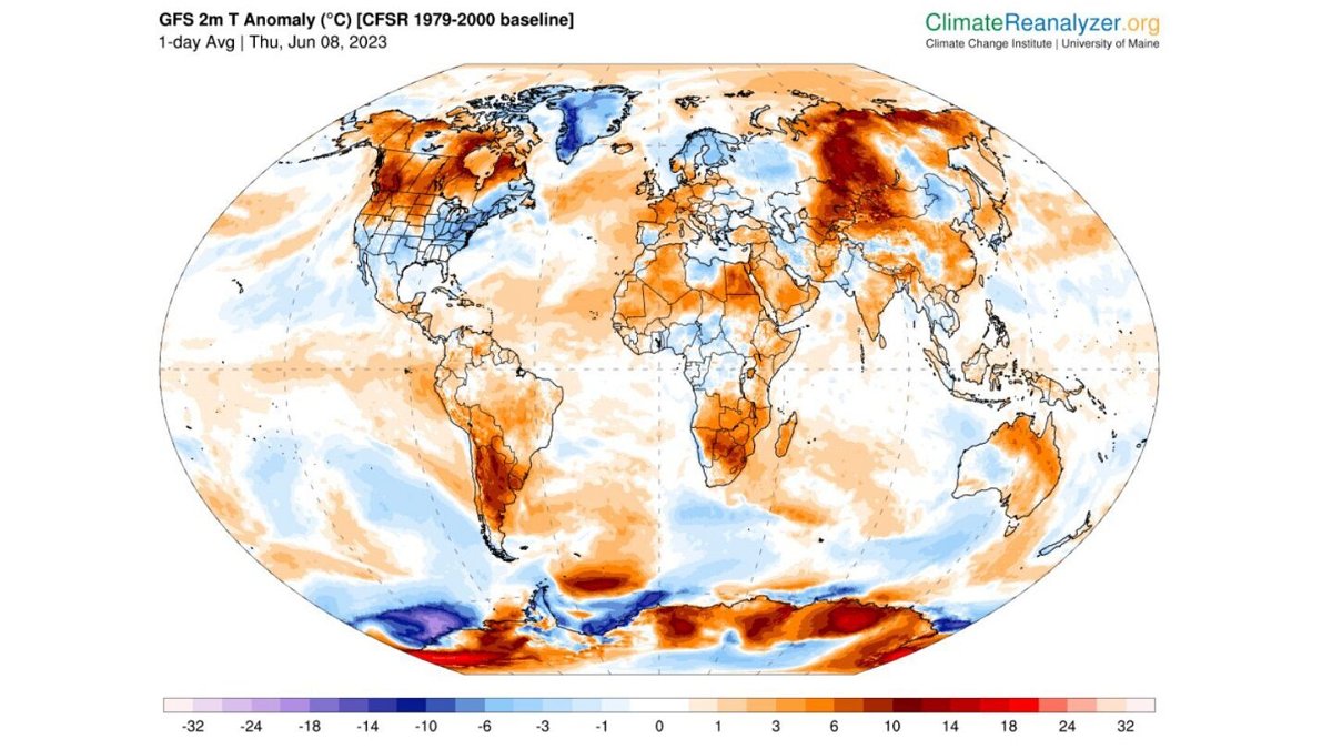 <i>Climate Reanalyzer</i><br/>A temperature anomaly map showing warmer than usual temperatures over parts of Asia is seen here.