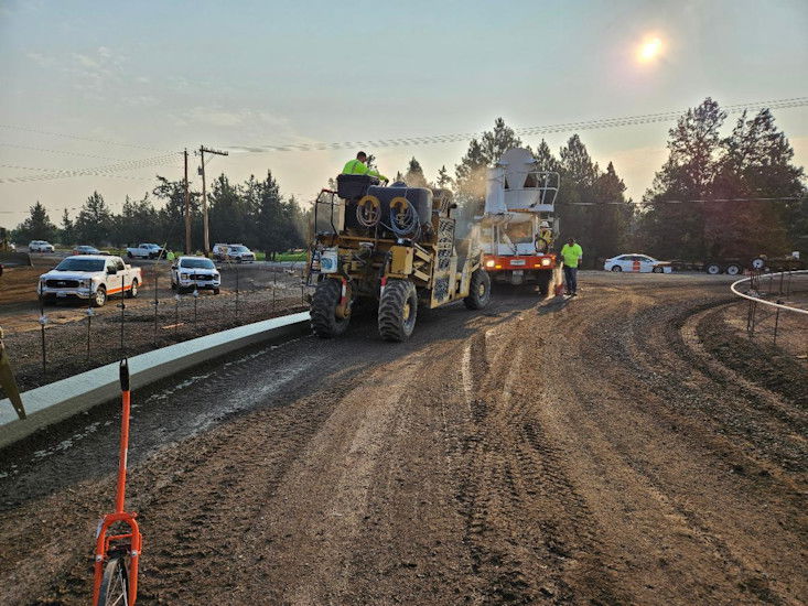 Installation of concrete curbs occurring at the
﻿Deschutes Market Road/Hamehook Road intersection