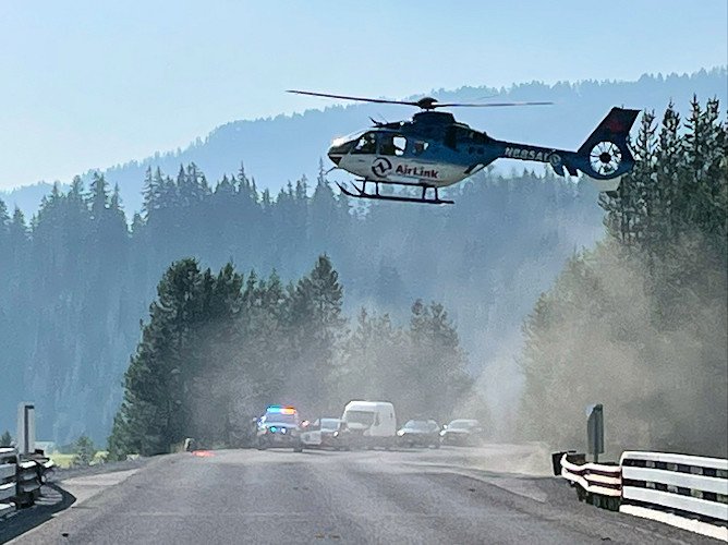 AirLink motorcycle was called to serious-injury motorcycle crash Sunday near Devils Lake on Cascade Lakes Highway