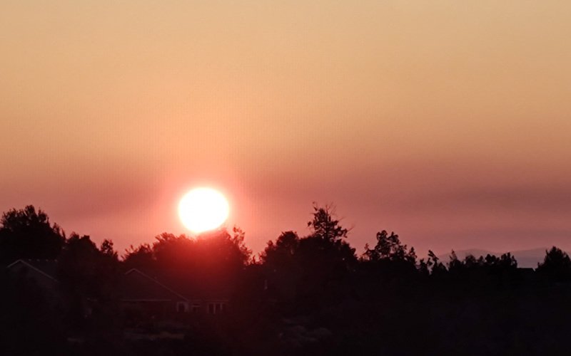 A smoky Redmond sunset Sunday evening