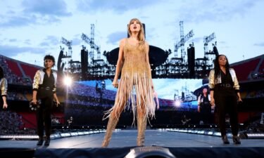 Taylor Swift performs onstage at GEHA Field at Arrowhead Stadium on July 07