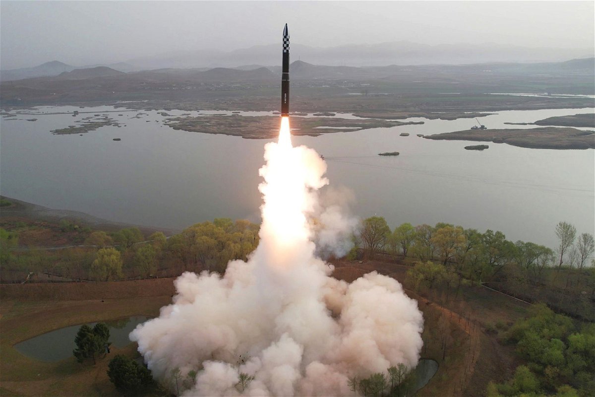 <i>Courtesy Rodong Sinmun</i><br/>North Korea says it launched a new type of Hwasong-18 Intercontinental ballistic missile (ICBM) using solid fuel in April.