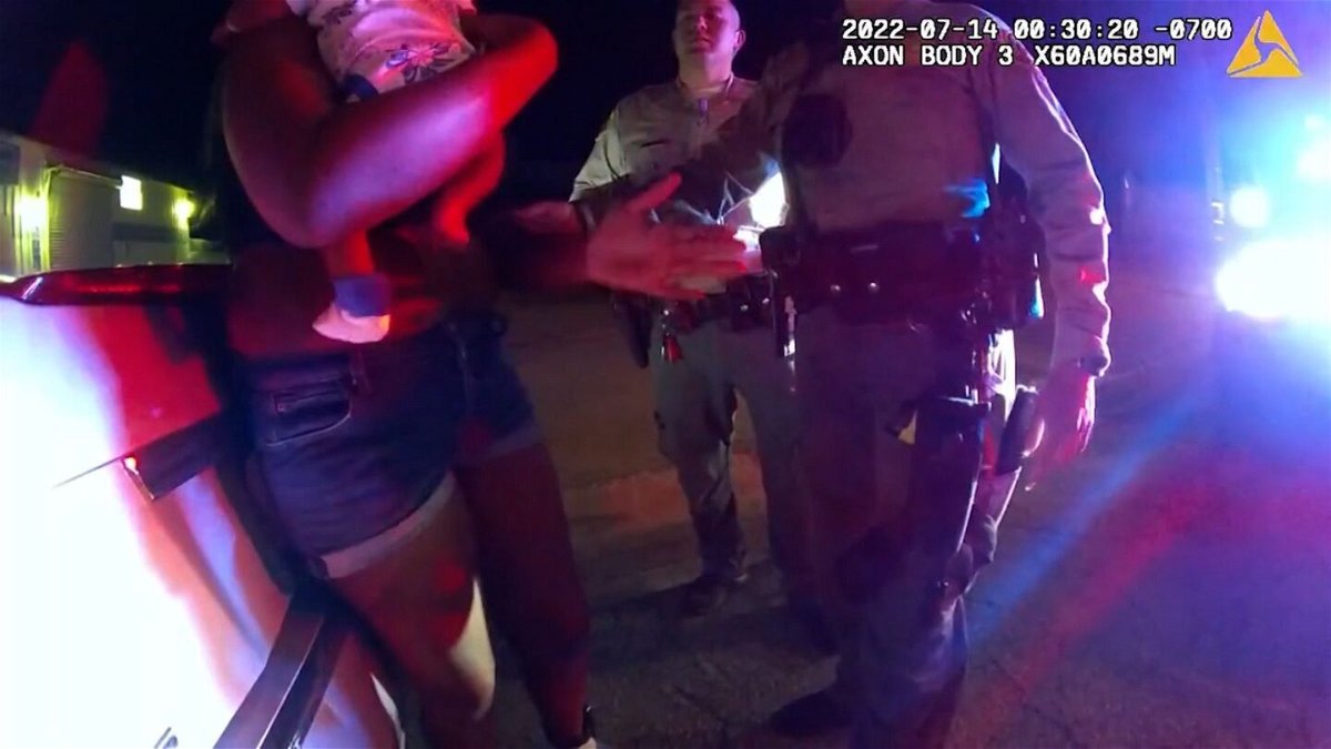 <i>Los Angeles County Sheriff's Dept.</i><br/>Body-cam video from July 2022 shows a woman being punched by a deputy as she held her newborn.