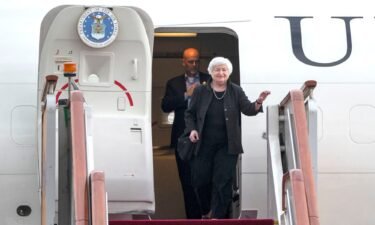 Treasury Secretary Janet Yellen arrives at Beijing Capital International Airport in Beijing