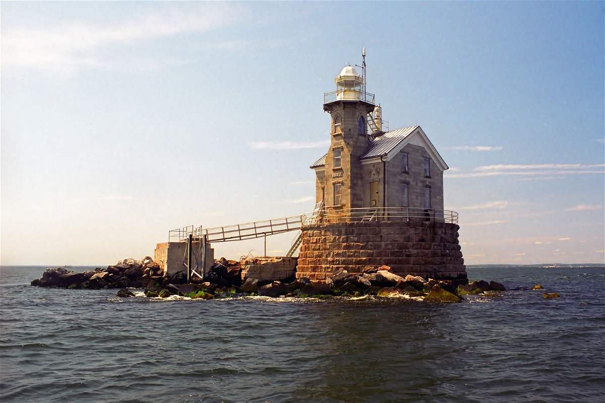 <i>Jeremy D'Entremont/Moment Editorial/Flickr Vision/Getty Images</i><br/>Stratford Shoal Lighthouse in Connecticut is up for auction.