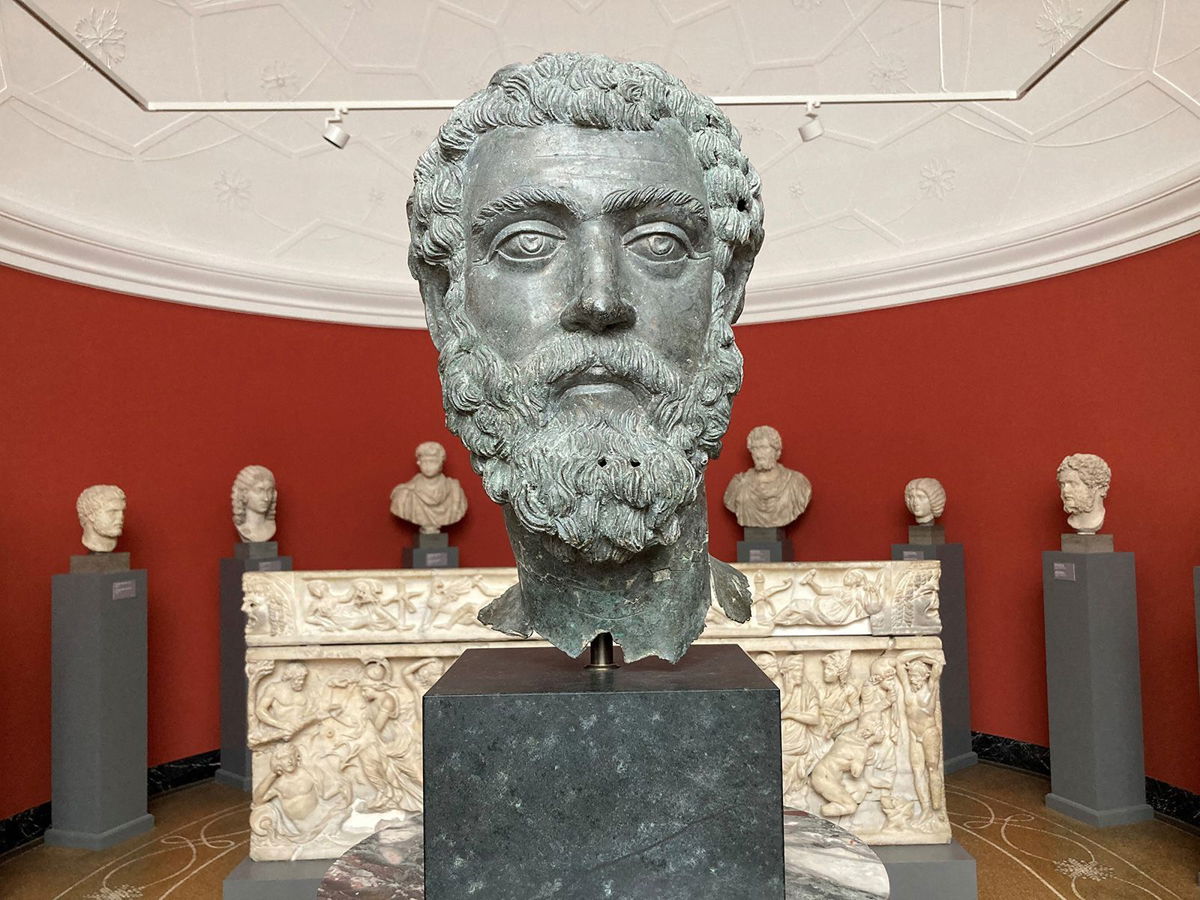 <i>Camille Bas-Wohlert/AFP/Getty Images</i><br/>The bronze head of Roman Emperor Septimius Severus is seen on display at the Ny Carlsberg Glyptotek museum in Copenhagen on June 29.