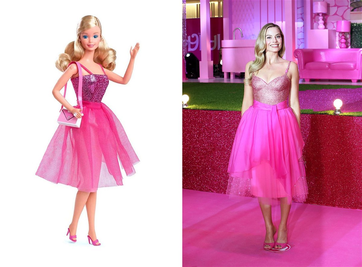 <i>Mattel; Chung Sung-Jun/Getty Images</i><br/>Robbie changed into the hot-pink 'night' look as well.