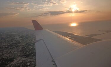 The University of Houston plane carrying the LiDAR laser mapping device that discovered the lost city over the bay and city of Campeche