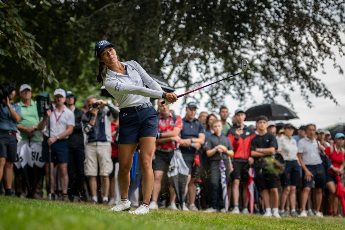 <i>Fabrice Coffrini/AFP/Getty Images</i><br/>France's Celine Boutier competes in action during the third round of the Evian Championship in Evian-les-Bains