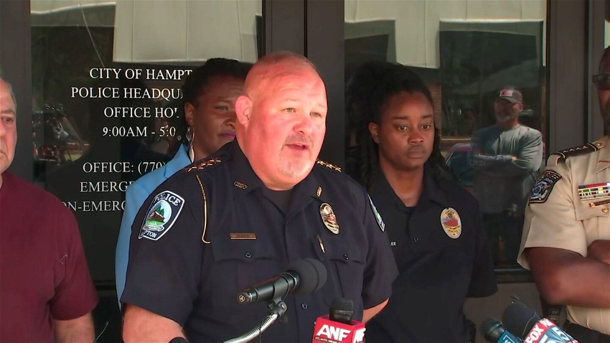 <i>WANF</i><br/>Hampton Police Department Chief James Turner speaks at a press conference following the shooting.