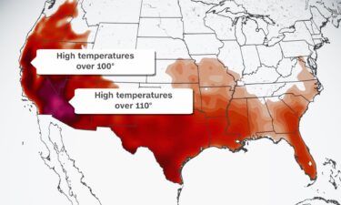 All of the areas shaded in red will exceed 90 degrees on Saturday.