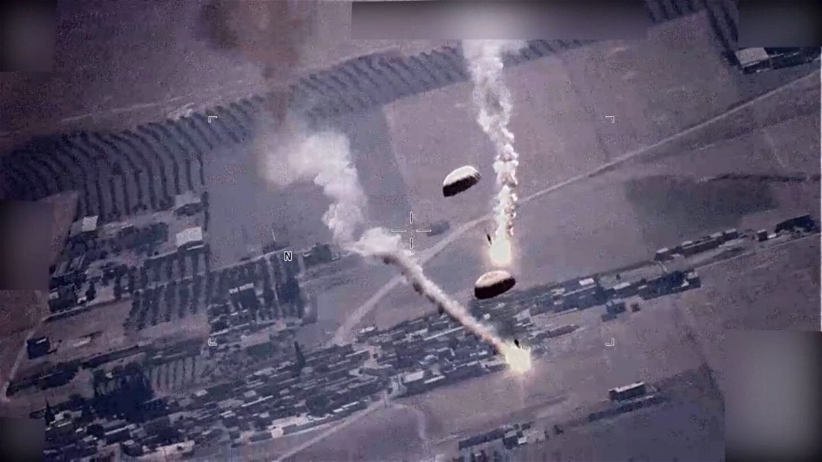 <i>US Department of Defense</i><br/>The Department of Defense released video showing parachute flares released by the Russian aircraft in the flight path of the US MQ-9 aircraft.