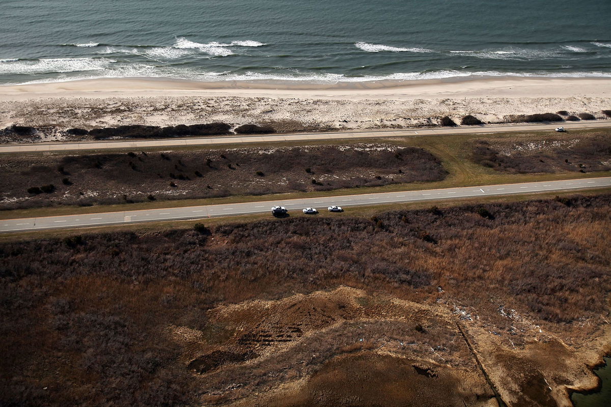 <i>Spencer Platt/Getty Images/File</i><br/>An aerial view of the area near Gilgo Beach and Ocean Parkway on Long Island