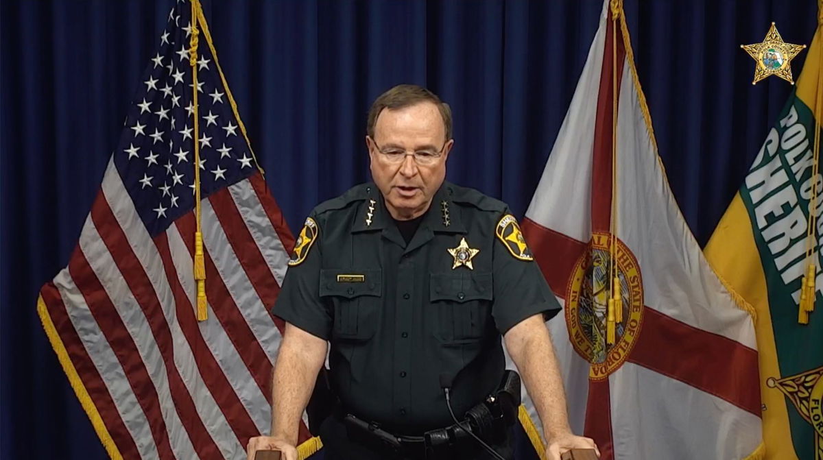 <i>Polk County Sheriff's Office/Facebook</i><br/>Polk County Sheriff Grady Judd speaks at a Thursday news conference over the death of an 18-month-old who was left in a hot car.