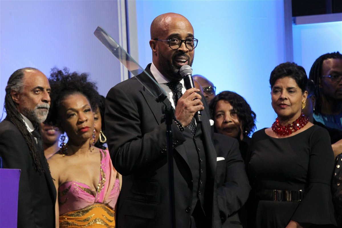 <i>Bennett Raglin/Getty Images</i><br/>The Rev. Frederick Douglass Haynes III speaks onstage during an event at the Ziegfeld Ballroom in New York City in 2019.