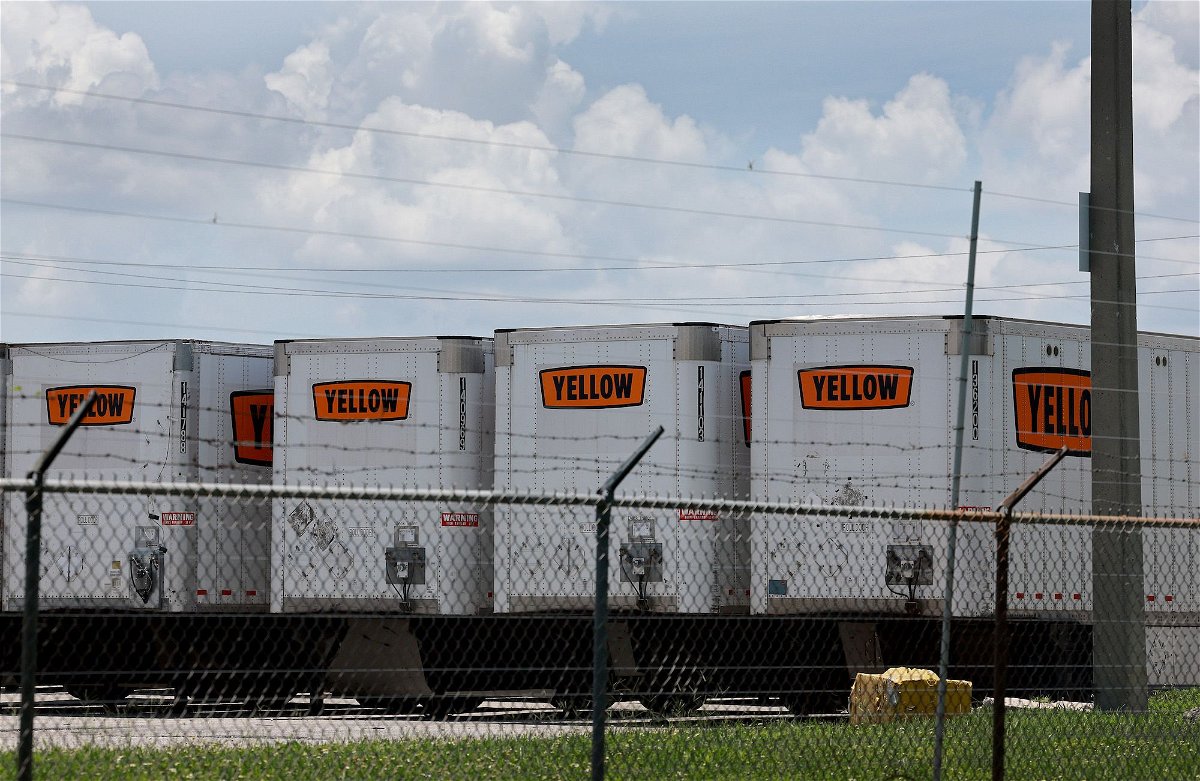 <i>Joe Raedle/Getty Images</i><br/>Yellow Corp. trailers sit at a terminal in Florida on Friday.