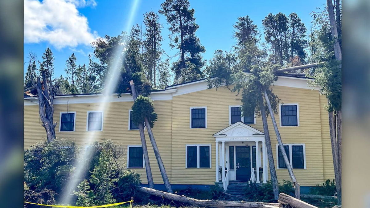 <i>Yellowstone National Park</i><br/>Tree damage at Yellowstone National Park after a windstorm swept through an area of the park Monday.