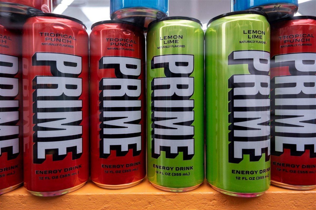<i>Mike Kemp/In Pictures/Getty Images</i><br/>Various flavors of the energy drink PRIME for sale in a shop window in London.