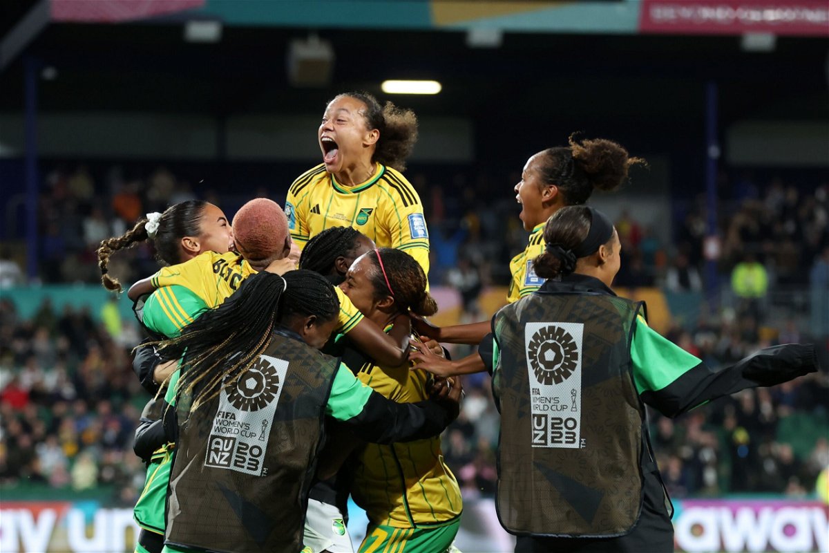<i>Alex Grimm/FIFA/Getty Images</i><br/>Allyson Swaby celebrates scoring her goal.