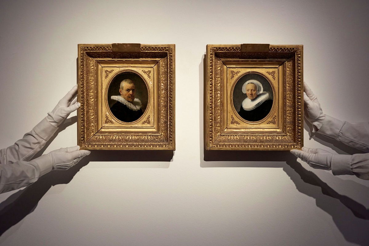 <i>Christie's Images Ltd</i><br/>A pair of previously unknown and “exceptionally rare” portraits by Rembrandt sold for over $14.2 million Thursday after they were discovered in a private collection in the UK.
