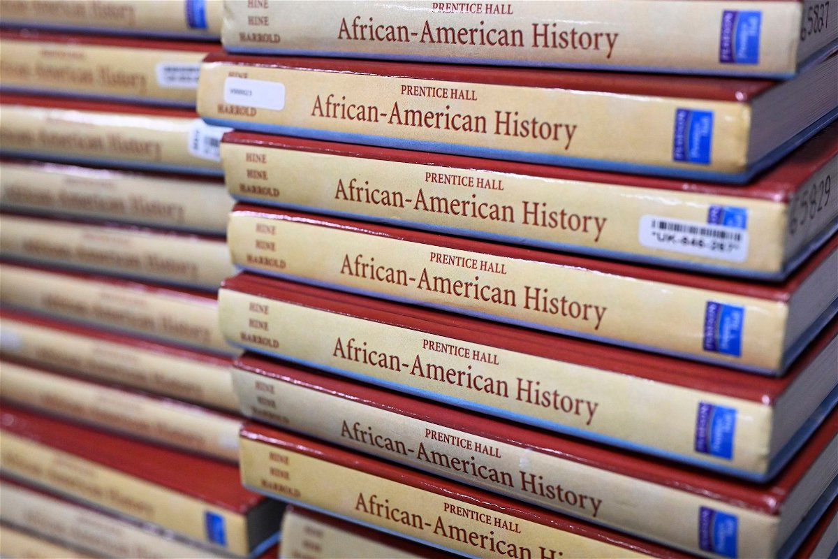 <i>RJ Sangosti/The Denver Post/Getty Images</i><br/>Books are piled in a classroom for students taking AP African American Studies at Overland High School in Aurora