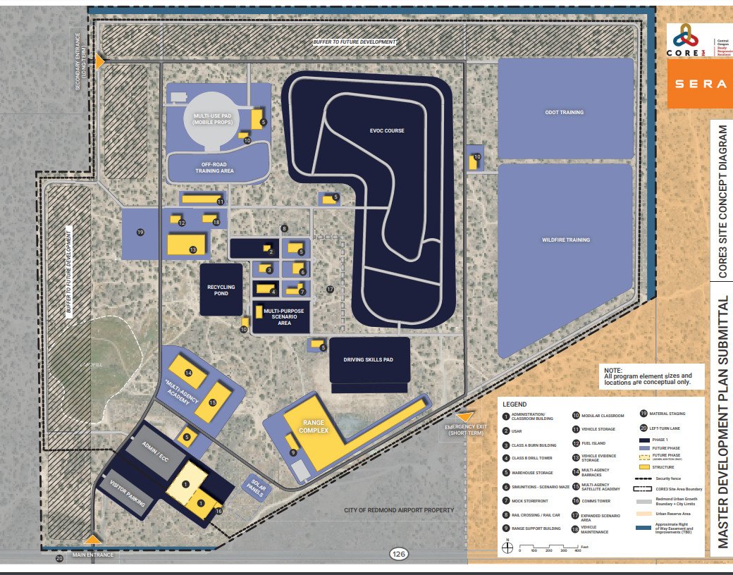 Site plan for CORE3 multi-agency coordination center and training facility