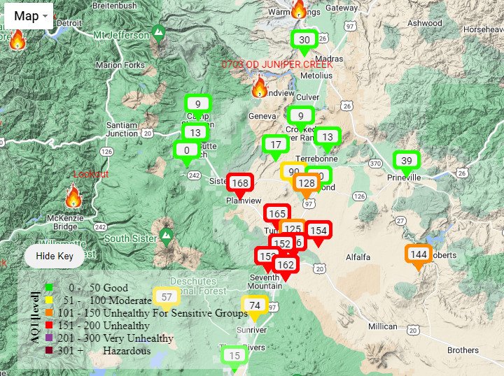 Some improvement seen Tuesday, but still unhealthy air for most of the high desert (see the latest AQI map on our Weather page)